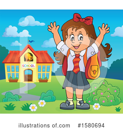 Royalty-Free (RF) School Girl Clipart Illustration by visekart - Stock Sample #1580694
