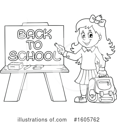 Royalty-Free (RF) School Girl Clipart Illustration by visekart - Stock Sample #1605762