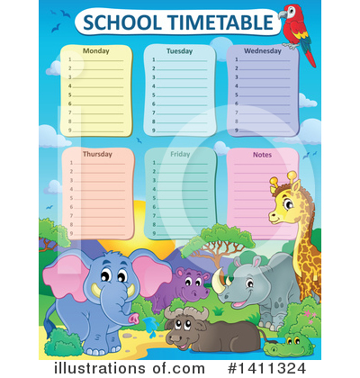 Royalty-Free (RF) School Time Table Clipart Illustration by visekart - Stock Sample #1411324