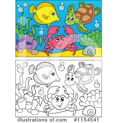 Royalty-Free (RF) Sea Life Clipart Illustration by visekart - Stock Sample #1154541