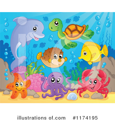 Royalty-Free (RF) Sea Life Clipart Illustration by visekart - Stock Sample #1174195