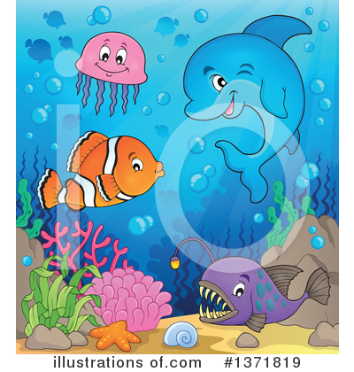 Royalty-Free (RF) Sea Life Clipart Illustration by visekart - Stock Sample #1371819