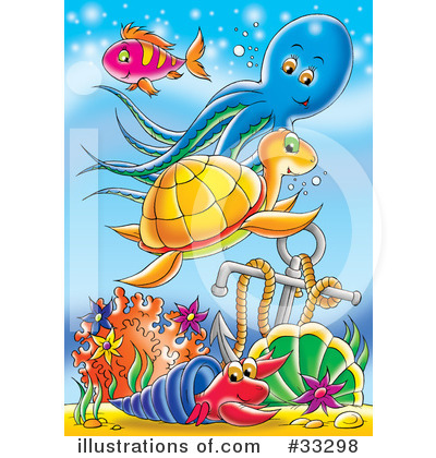 Royalty-Free (RF) Sea Life Clipart Illustration by Alex Bannykh - Stock Sample #33298