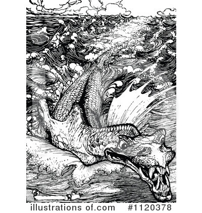 Royalty-Free (RF) Sea Monster Clipart Illustration by Prawny Vintage - Stock Sample #1120378