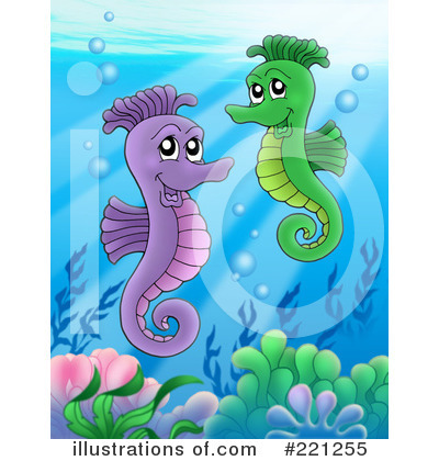 Royalty-Free (RF) Seahorse Clipart Illustration by visekart - Stock Sample #221255