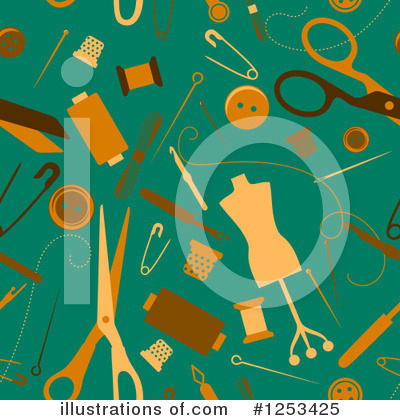 Royalty-Free (RF) Sewing Clipart Illustration by Vector Tradition SM - Stock Sample #1253425