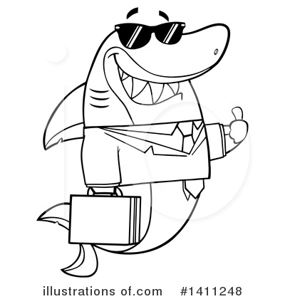 Royalty-Free (RF) Shark Clipart Illustration by Hit Toon - Stock Sample #1411248