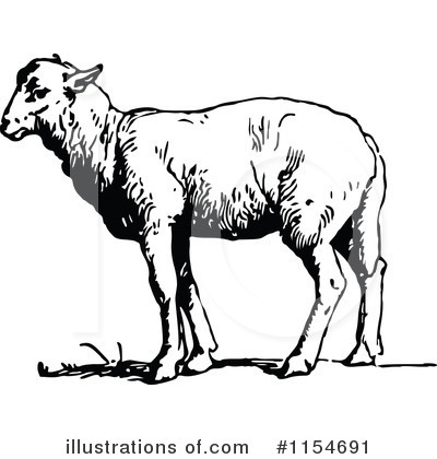 Royalty-Free (RF) Sheep Clipart Illustration by Prawny Vintage - Stock Sample #1154691