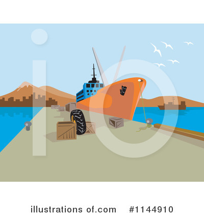 Cargo Ship Clipart #1144910 by patrimonio