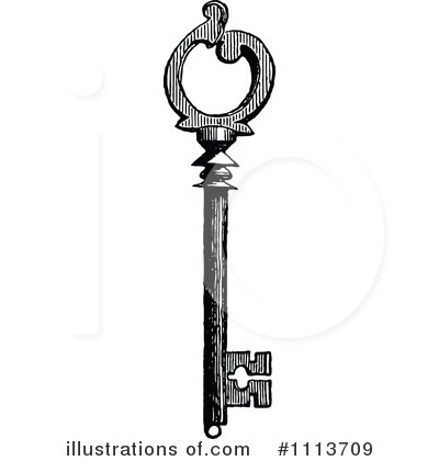 Royalty-Free (RF) Skeleton Key Clipart Illustration by Prawny Vintage - Stock Sample #1113709