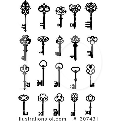 Royalty-Free (RF) Skeleton Key Clipart Illustration by Vector Tradition SM - Stock Sample #1307431
