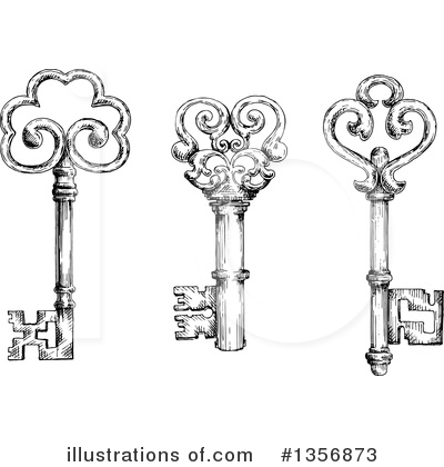 Royalty-Free (RF) Skeleton Key Clipart Illustration by Vector Tradition SM - Stock Sample #1356873