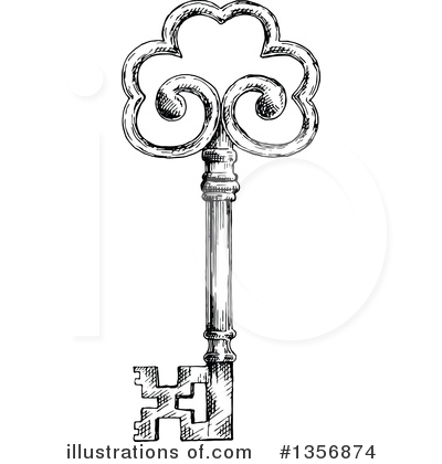 Royalty-Free (RF) Skeleton Key Clipart Illustration by Vector Tradition SM - Stock Sample #1356874