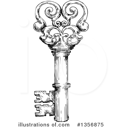 Royalty-Free (RF) Skeleton Key Clipart Illustration by Vector Tradition SM - Stock Sample #1356875