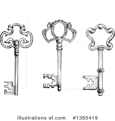 Royalty-Free (RF) Skeleton Key Clipart Illustration by Vector Tradition SM - Stock Sample #1365419