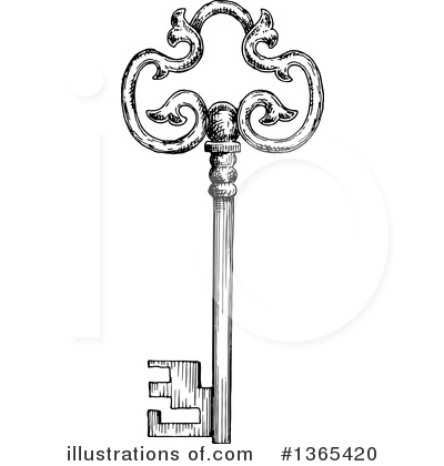 Royalty-Free (RF) Skeleton Key Clipart Illustration by Vector Tradition SM - Stock Sample #1365420