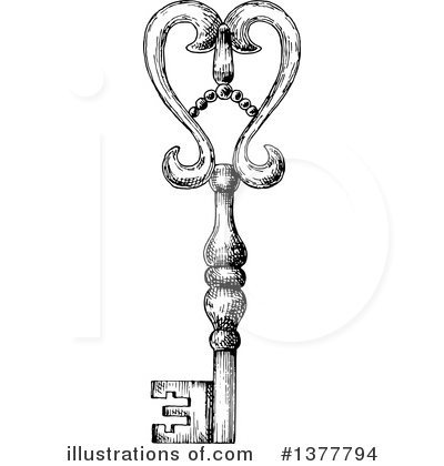 Royalty-Free (RF) Skeleton Key Clipart Illustration by Vector Tradition SM - Stock Sample #1377794