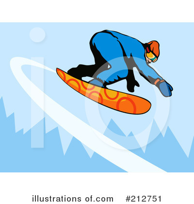 Royalty-Free (RF) Snowboarding Clipart Illustration by patrimonio - Stock Sample #212751