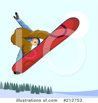 Royalty-Free (RF) Snowboarding Clipart Illustration by patrimonio - Stock Sample #212753