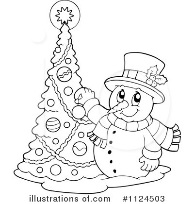 Royalty-Free (RF) Snowman Clipart Illustration by visekart - Stock Sample #1124503