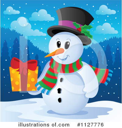 Royalty-Free (RF) Snowman Clipart Illustration by visekart - Stock Sample #1127776