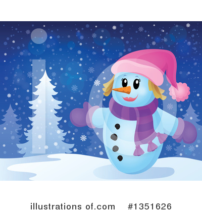 Royalty-Free (RF) Snowman Clipart Illustration by visekart - Stock Sample #1351626
