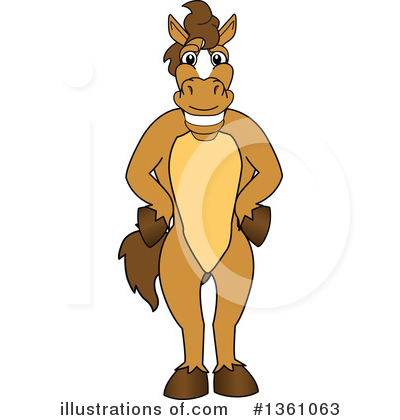 Royalty-Free (RF) Stallion School Mascot Clipart Illustration by Mascot Junction - Stock Sample #1361063