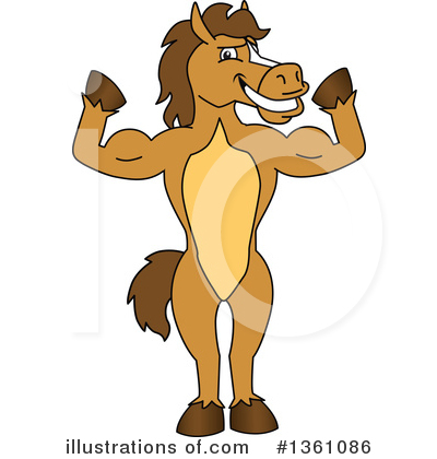 Royalty-Free (RF) Stallion School Mascot Clipart Illustration by Mascot Junction - Stock Sample #1361086