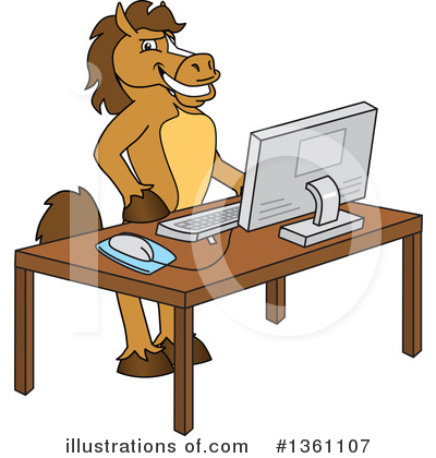 Royalty-Free (RF) Stallion School Mascot Clipart Illustration by Mascot Junction - Stock Sample #1361107
