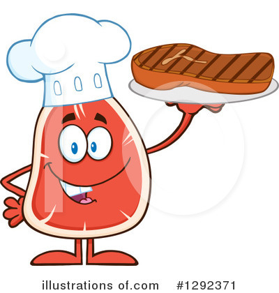 Royalty-Free (RF) Steak Character Clipart Illustration by Hit Toon - Stock Sample #1292371