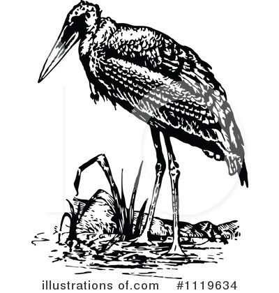 Royalty-Free (RF) Stork Clipart Illustration by Prawny Vintage - Stock Sample #1119634