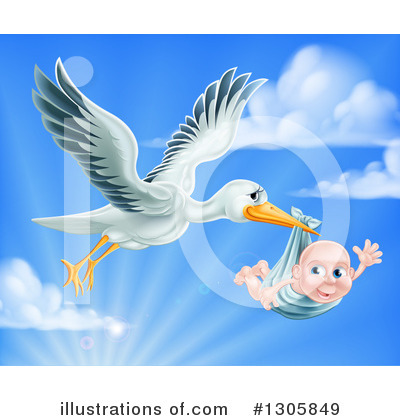 Stork Clipart #1305849 by AtStockIllustration