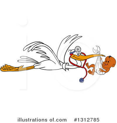 Royalty-Free (RF) Stork Clipart Illustration by LaffToon - Stock Sample #1312785