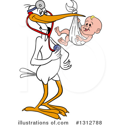 Royalty-Free (RF) Stork Clipart Illustration by LaffToon - Stock Sample #1312788