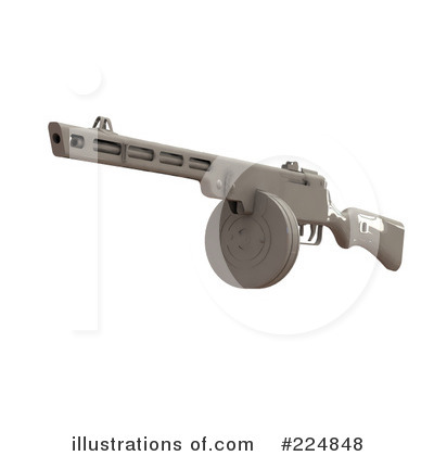 Royalty-Free (RF) Submachine Gun Clipart Illustration by patrimonio - Stock Sample #224848