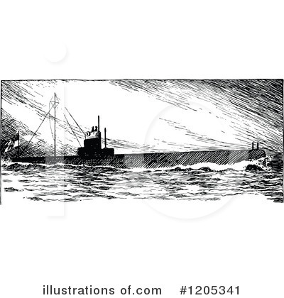 Royalty-Free (RF) Submarine Clipart Illustration by Prawny Vintage - Stock Sample #1205341