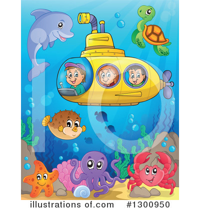 Royalty-Free (RF) Submarine Clipart Illustration by visekart - Stock Sample #1300950