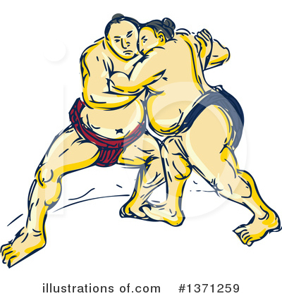 Royalty-Free (RF) Sumo Wrestling Clipart Illustration by patrimonio - Stock Sample #1371259