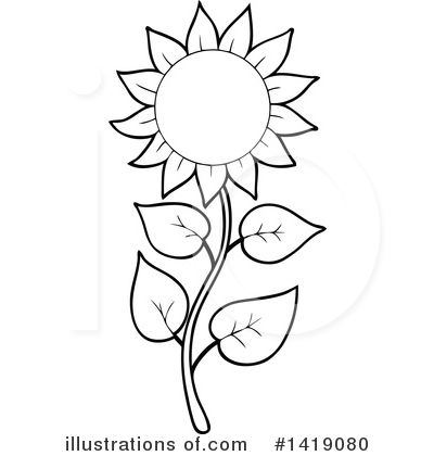 Royalty-Free (RF) Sunflower Clipart Illustration by visekart - Stock Sample #1419080