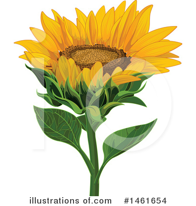 Royalty-Free (RF) Sunflower Clipart Illustration by Pushkin - Stock Sample #1461654