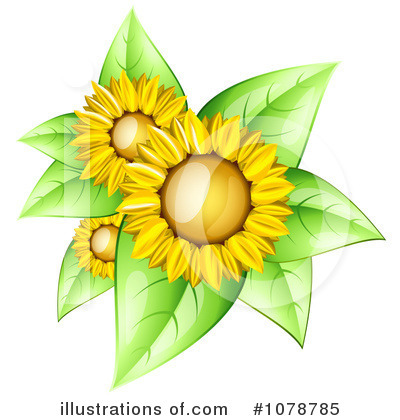 Royalty-Free (RF) Sunflowers Clipart Illustration by Oligo - Stock Sample #1078785