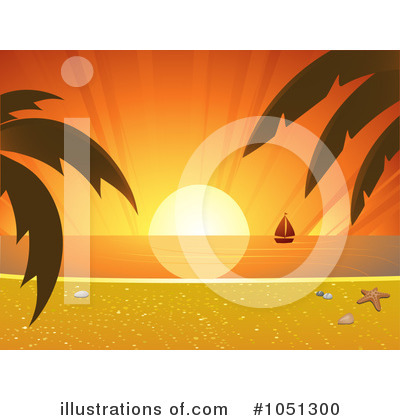 Tropical Sunset Clipart #1051300 by elaineitalia