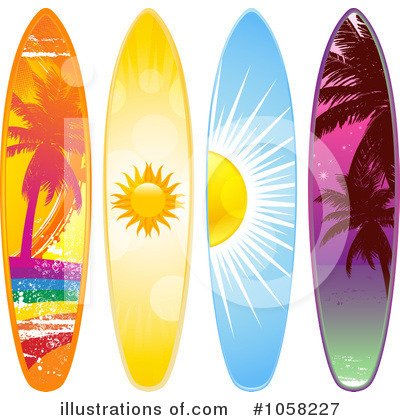 Royalty-Free (RF) Surfboard Clipart Illustration by elaineitalia - Stock Sample #1058227