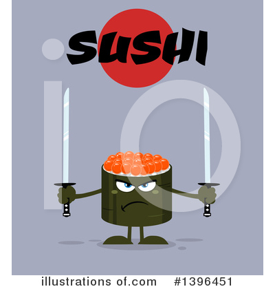 Royalty-Free (RF) Sushi Character Clipart Illustration by Hit Toon - Stock Sample #1396451