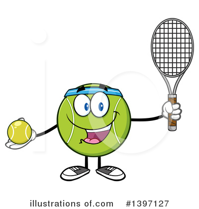 Royalty-Free (RF) Tennis Ball Character Clipart Illustration by Hit Toon - Stock Sample #1397127