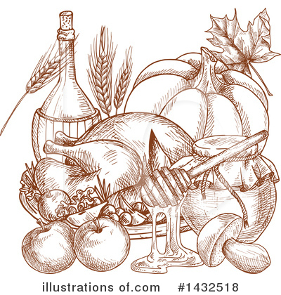 Roasted Turkey Clipart #1432518 by Vector Tradition SM