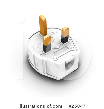 Royalty-Free (RF) Three Pin Plug Clipart Illustration by KJ Pargeter - Stock Sample #25847