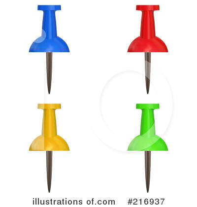 Royalty-Free (RF) Thumb Tack Clipart Illustration by Arena Creative - Stock Sample #216937