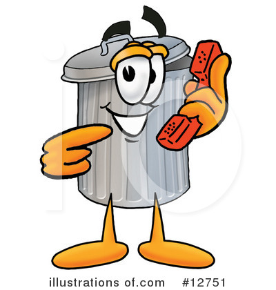 Royalty-Free (RF) Trash Can Character Clipart Illustration by Mascot Junction - Stock Sample #12751