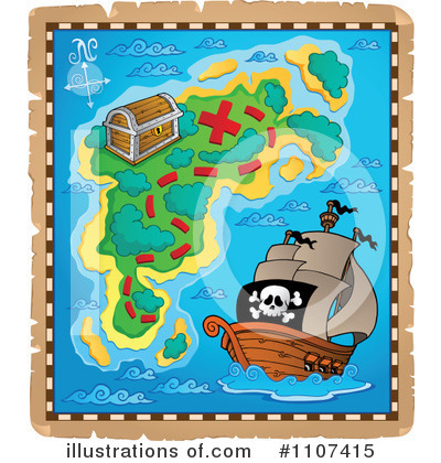 Royalty-Free (RF) Treasure Map Clipart Illustration by visekart - Stock Sample #1107415